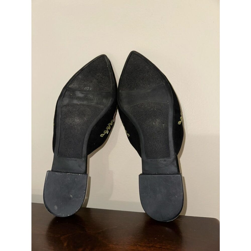 Franco Sarto 9 RUSSO 2 Black Pink White Green floral embroidered slip-on mules - Picture 9 of 10